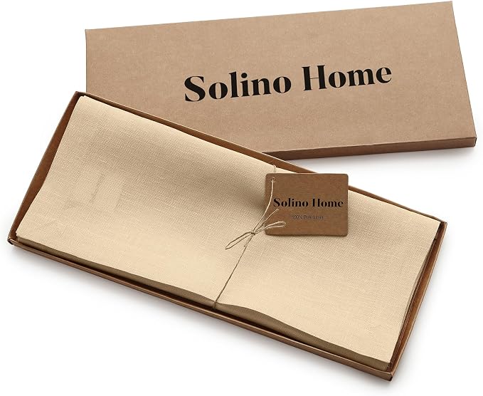 Solino Home Linen Beige Table Runner 90 Inches Long - Image 5
