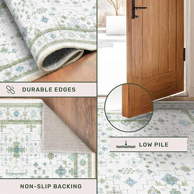 Blue and Green Washable Rugs for Living Room - Image 5