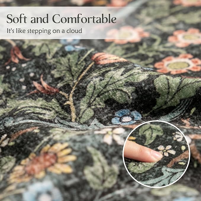 MUJOO 8x10 Area Rugs, Floral Washable Rugs - Image 6