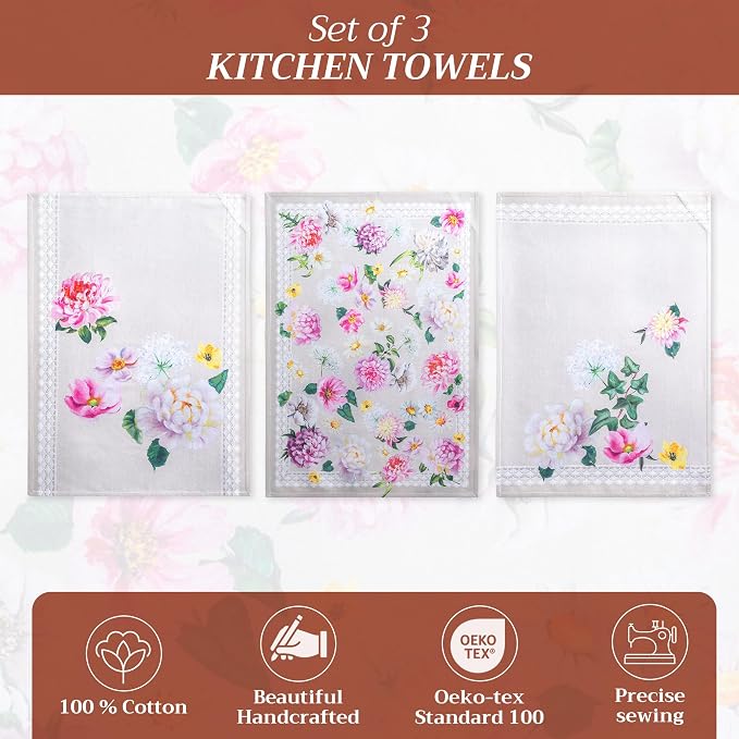 Maison d' Hermine Kitchen Towels Set of 3 100% Cotton 27.50" x 20" Reusable - Image 2