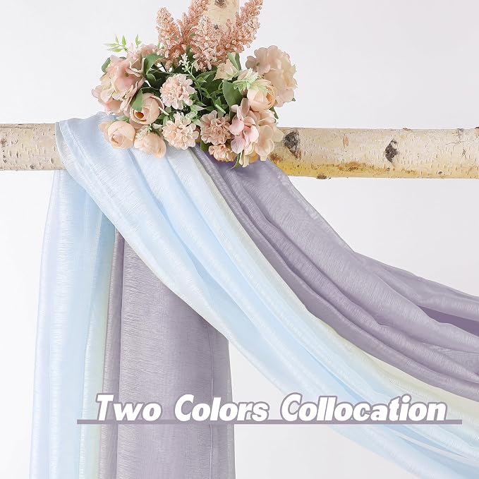 DONREN Lavender Purple Luxury Semi Sheer Window Scarf - Image 5