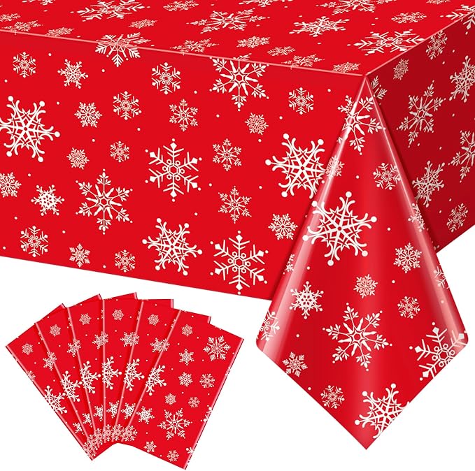 Jectivs 6 Pieces Christmas Snowflake Plastic Party Tablecloth Decorations by JectivsPartyDecorations