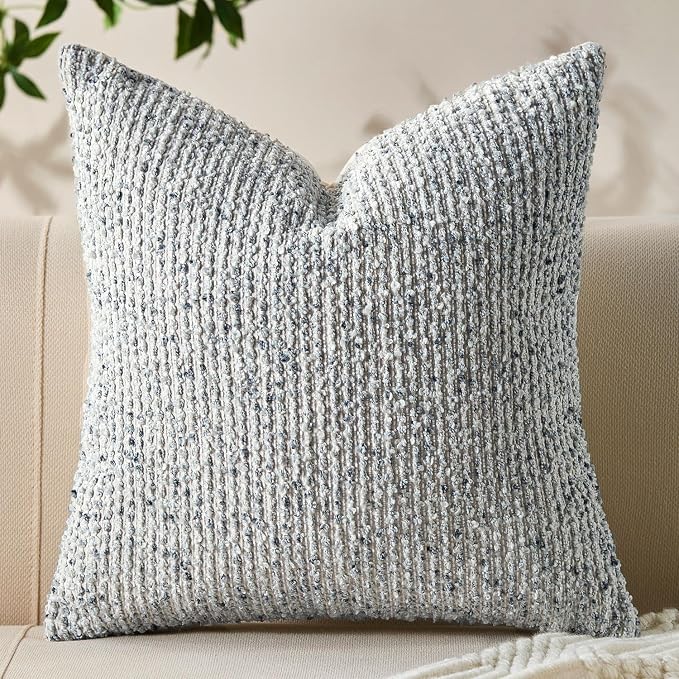 Decorative Couch Throw Pillow Covers 16x16 Blue Striped Soft Wool Pillow Covers by Allorry