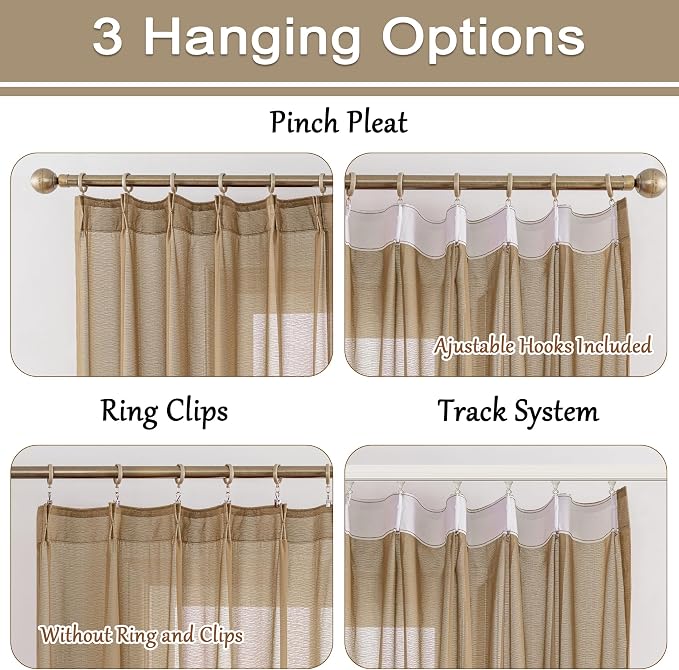 MAIHER 90 Inch Length Pinch Pleat Sheer Curtains - Image 2