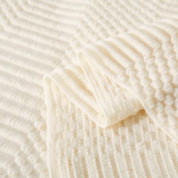 Off White Knitted Throw Blankets - Image 7