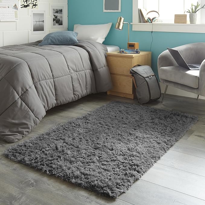 Ophanie 3x5 Rug, Bedside Preppy Dorm Area Rug, College Essentials Non Slip Grey - Image 5