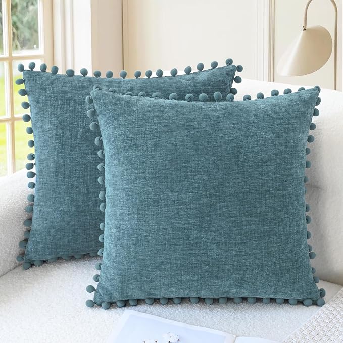 CaliTime Throw Pillow Covers Decorative 16 X 16 Inches Pack of 2 Cozy Solid by CaliTime