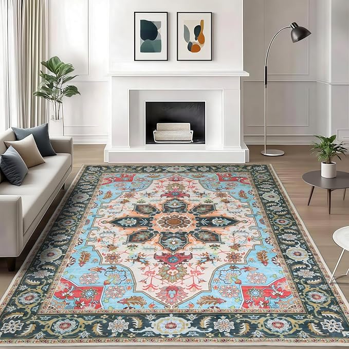 WILLSUN Washable Area Rugs, 5x7 Non-Slip Boho Large Area Rugs by Embracethewarmthofhome