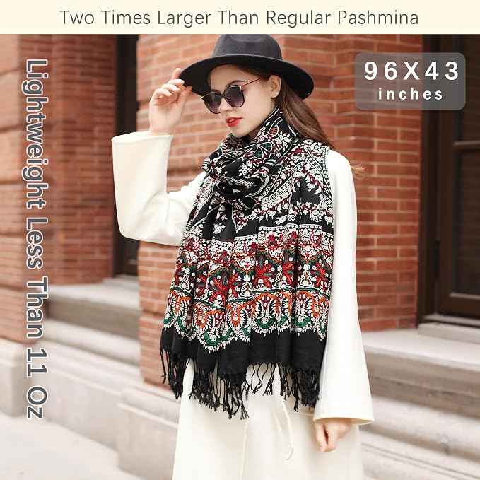 DANA XU 100% Merino Wool Extra Large Pashmina Blanket Travel Scarf Cashmere Wrap - Image 5