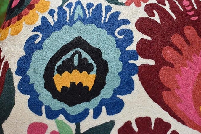 Polish Floral Decorative Pillow Cover Hand Embroidered Cream Flower Pillowcase - Image 9