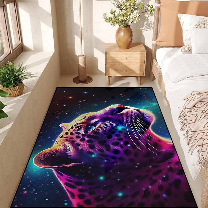 Galaxy Leopard Rug Large Fierce Panther Head Area Rugs - Image 4