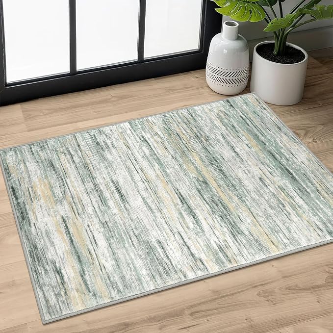 2x3 Modern Abstract Rug for Entryway, Washable Non-Slip Kitchen Rugs, Low-Pile by SiiloomRug