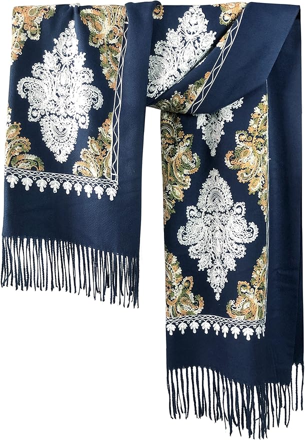 Urban CoCo Women's Embroidered Tassel Long Shawl Oversize Scarf Wraps - Image 3