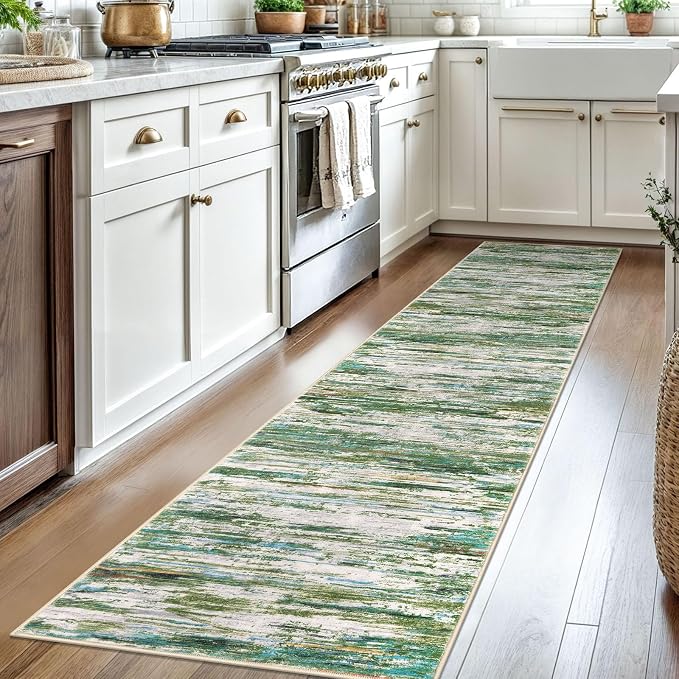 2x8 Modern Abstract Runner Rug for Hallways, Non-Shedding Washable Rug for - Image 2