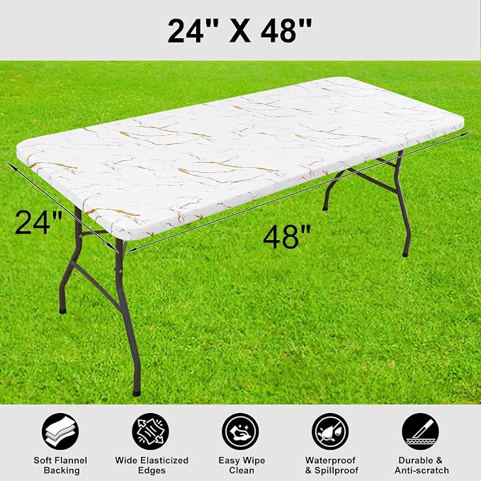 Smiry Rectangle Picnic Tablecloth, Wipeable Flannel Backed Table Covers - Image 6