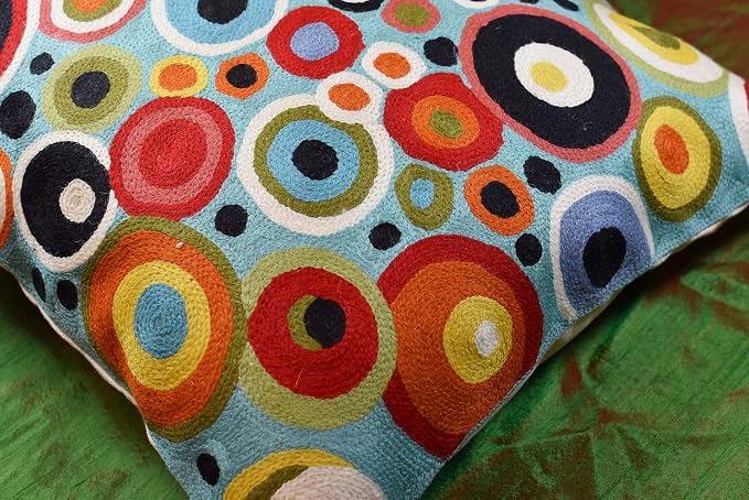 Turquoise Polka Dots Decorative Pillow Cover Contemporary Pillowcase Blue - Image 3