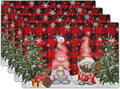 Giwawa Winter Gnomes Placemats Set of 4, Christmas Snowflakes Xmas Trees Linen by Giwawa