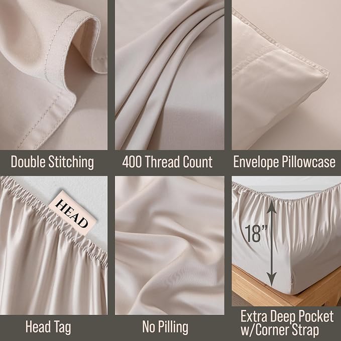Bella Coterie 6 Piece Luxury Bamboo Viscose King Size Sheet Set | 100% - Image 3