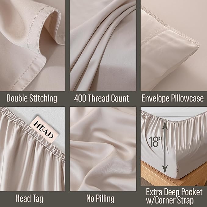 Bella Coterie 6 Piece Luxury Bamboo Viscose Split Top King Size Sheet Set | 34" - Image 4