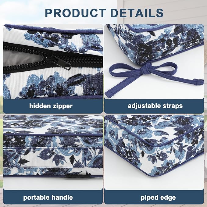 Favoyard Outdoor Chair Cushion 24 x 24 x 4 In Waterproof Pattern Fade Resistant - Image 5