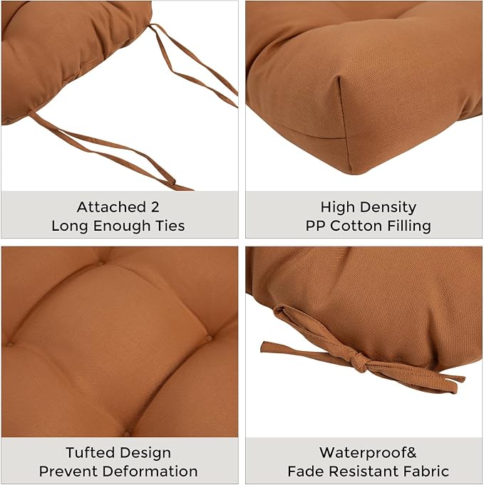 Outdoor Chair Cushions 19 x19 Inch, Water Resistant Tufted Seat Cushions 19" - Image 4