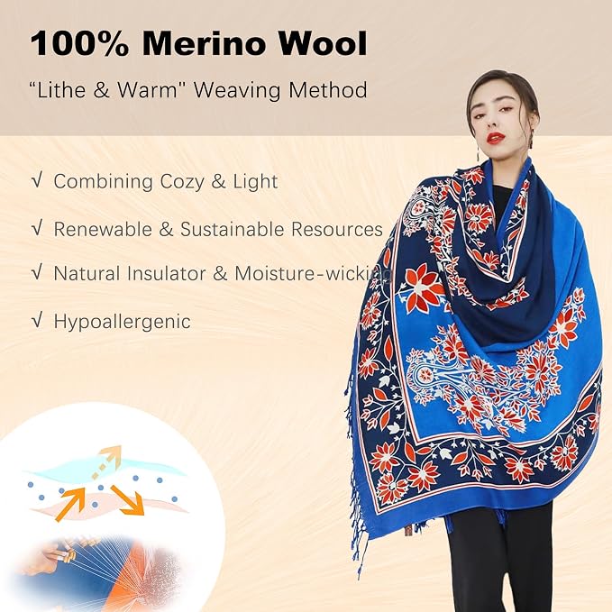 DANA XU 100% Merino Wool Pashmina Shawl - Image 4
