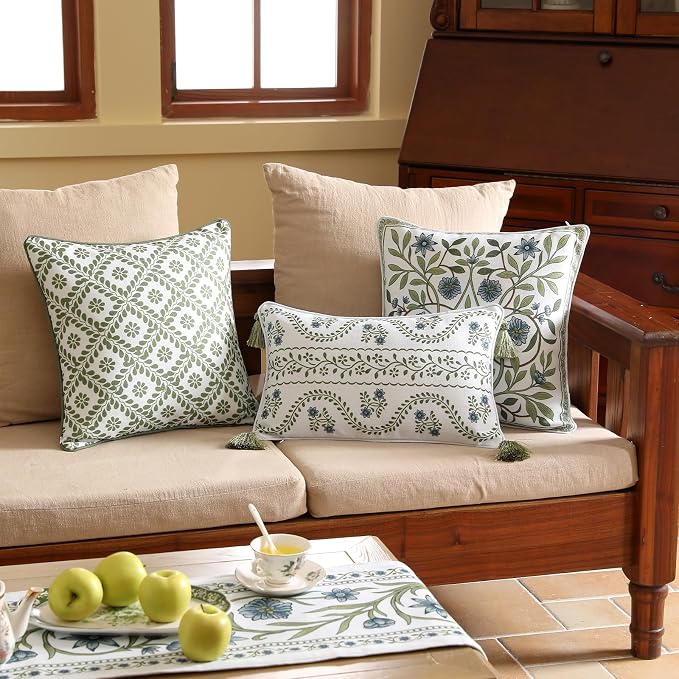 ISAENNE Design Fresh Linen Square Throw Pillow Covers 18"x18" Pack of 2 - Image 6