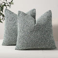 Striped Throw Pillow Covers 24x24 Set of 2 Green Textured Boucle Chic Morden by DEZENE