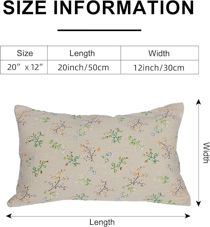 Spring Flower Lumbar Throw Pillow Cover 12x 20 Set of 2, Embroidered Branch - Image 7