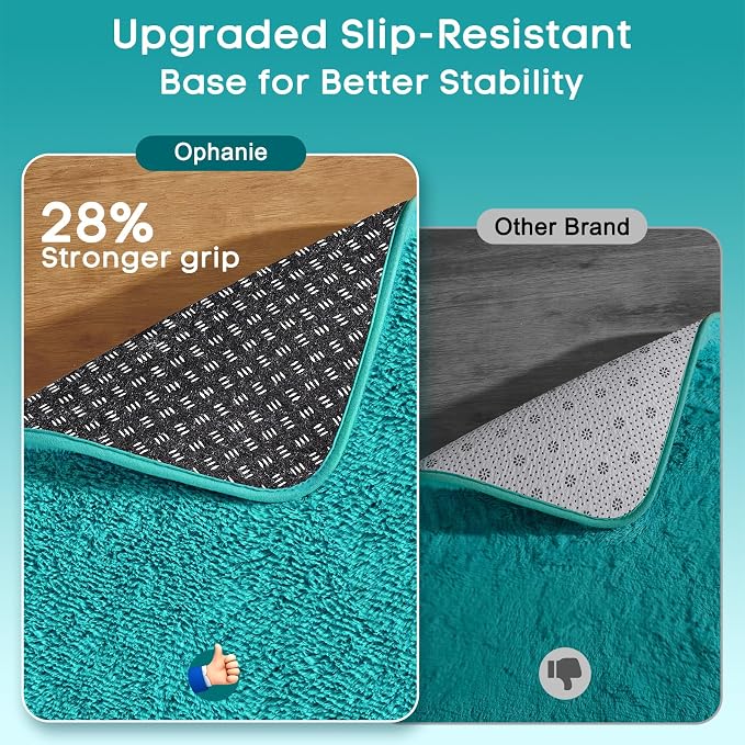 Ophanie Teal Rugs for Bedroom Living Room, Fluffy Fuzzy Furry Carpet, Plush - Image 4
