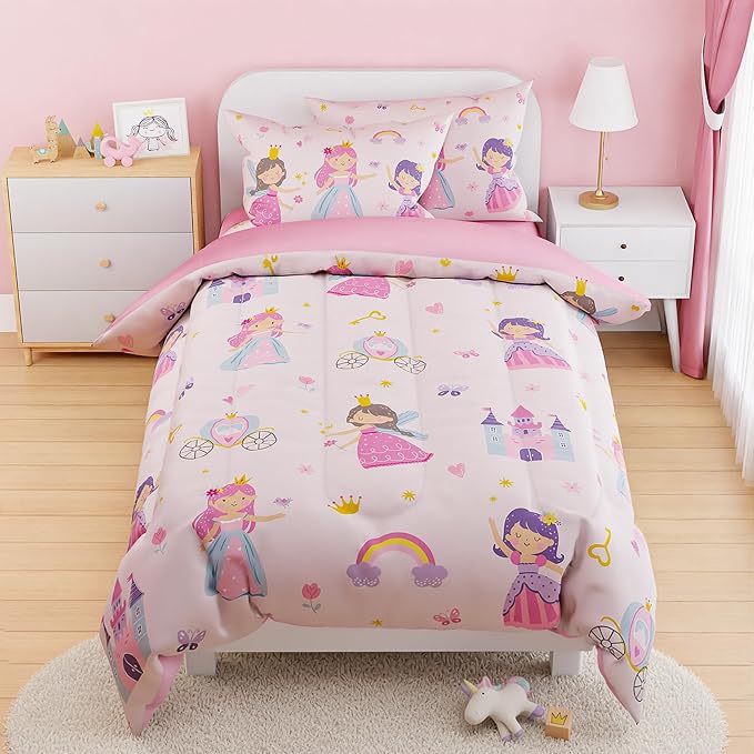 SANDJEST Princess Comforter Set Twin Size 68x86in by SANDJEST