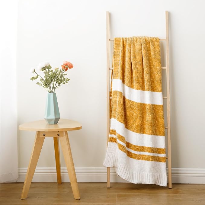 BATTILO HOME Mustard Yellow Throw Blanket - Image 4