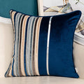 Yangest Navy Striped Patchwork Throw Pillow Cover Silver Leather Cushion Cover by Yangest