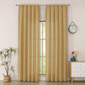 Simplebrand Gold Faux Linen Textured Semi Sheer Curtains 96 Inches Long 2 by Simplebrand