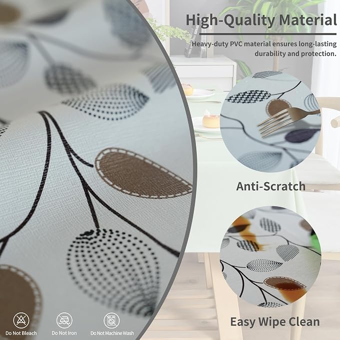 Rectangle Table Cloth, 100% Waterproof Tablecloth Oil Proof Spill Proof Vinyl - Image 3
