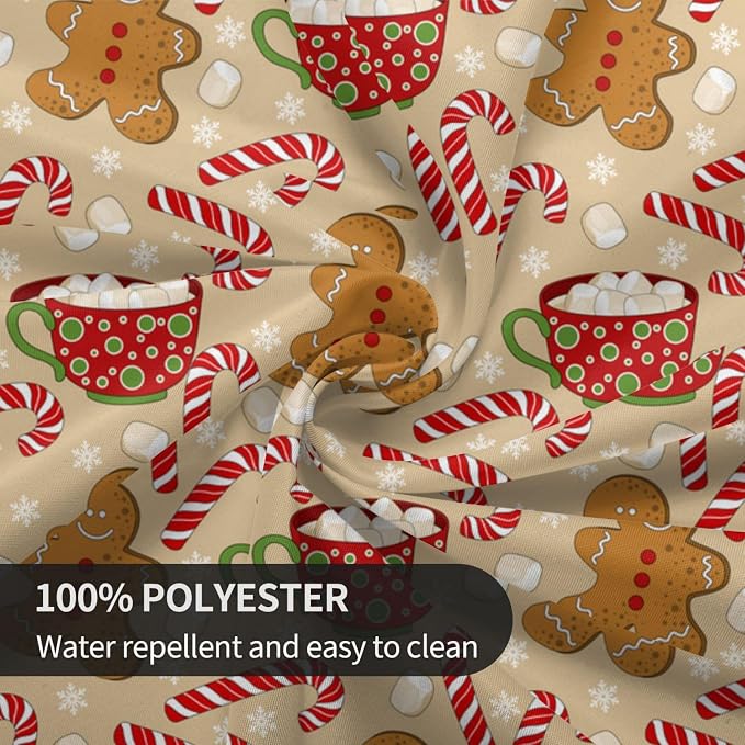 Christmas Tablecloth Round 60×60 Inch, Gingerbread Man Candy Cane Holiday - Image 7