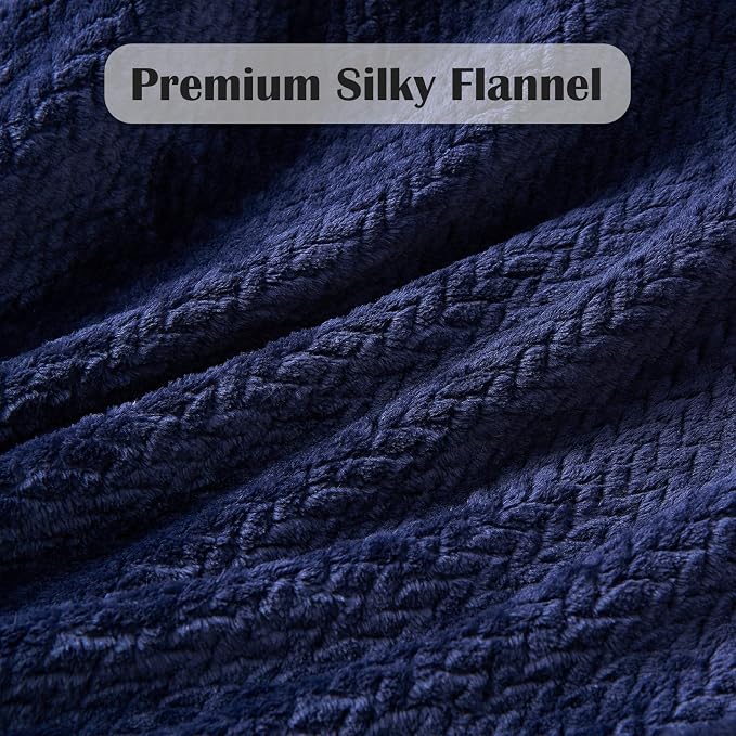 NEWCOSPLAY Super Soft Queen Blanket Dark Navy Premium Silky Flannel Fleece - Image 5