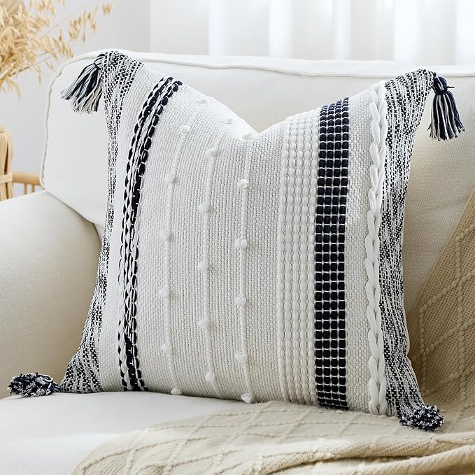 Boho Pillow Cover 18x18 Navy Blue - Image 2