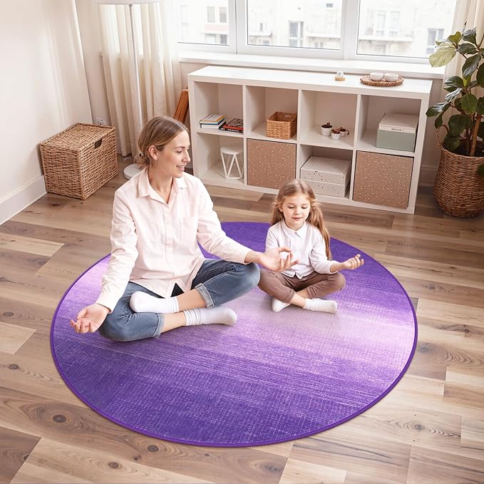 Wonnitar Modern Ombre Washable Round Rugs 5ft, Soft Circle Bedroom Area Rug - Image 3