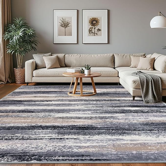 Modern Abstract 8x10 Large Machine Washable Living Room Rug Non-Slip Soft by lansny