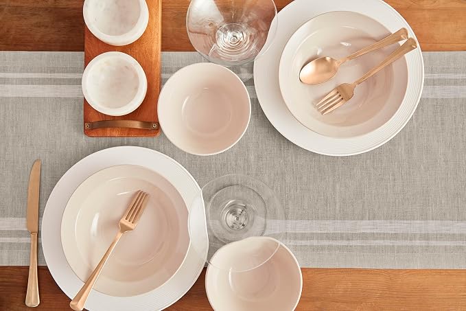 Solino Home Striped Linen Table Runner 120 Inches Long - Image 3