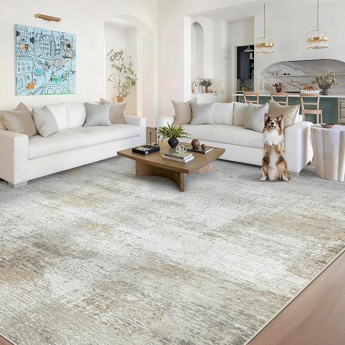8x10 Area Rugs for Living Room: Washable Modern Abstract Rug Large Soft - Image 2