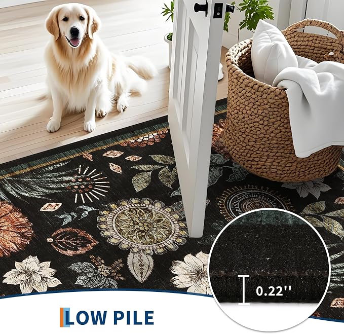GarveeHome 4x6 Floral Washable Area Rug: Large Living Room Area Rug - Image 7