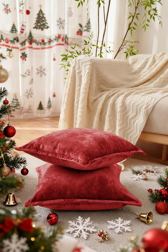 Luxurious Velvet Euro Shams Decorative Throw Pillow Covers 26x26 Set of 2 Solid - Image 2