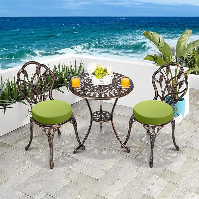 idee-home Outdoor Bistro Chair Cushions, 15”x15”x 3” Thick Outdoor Round Seat - Image 6