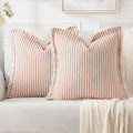 MIULEE Pack of 2 Rust Pillow Covers 26x26 Inch Striped Farmhouse Couch Throw by MIULEE