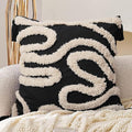 Adabana Black and Beige Pillow Covers Decorative Tufted Abstract Throw Pillows by Adabana