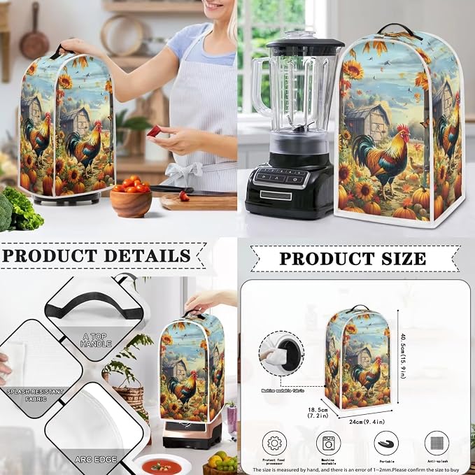 Rooster Toaster and Blender Cover Set Sunflower Dust Protective Cover - Image 3