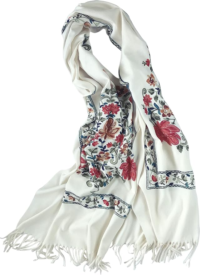 Urban CoCo Women's Embroidered Tassel Long Shawl Oversize Scarf Wraps - Image 3