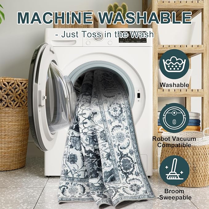 WILLSUN Washable Area Rugs, 2x3 Non-Slip Boho Small Area Rugs - Image 5